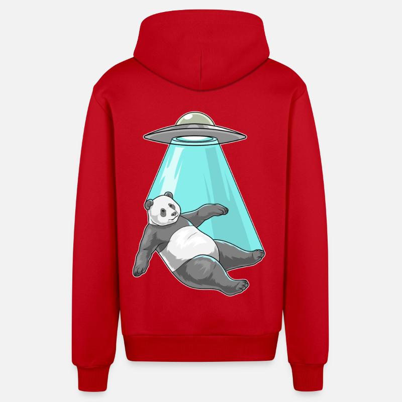 Vaisseau spatial Panda - Veste à capuche bio décontractée fabriquée en UE - rouge