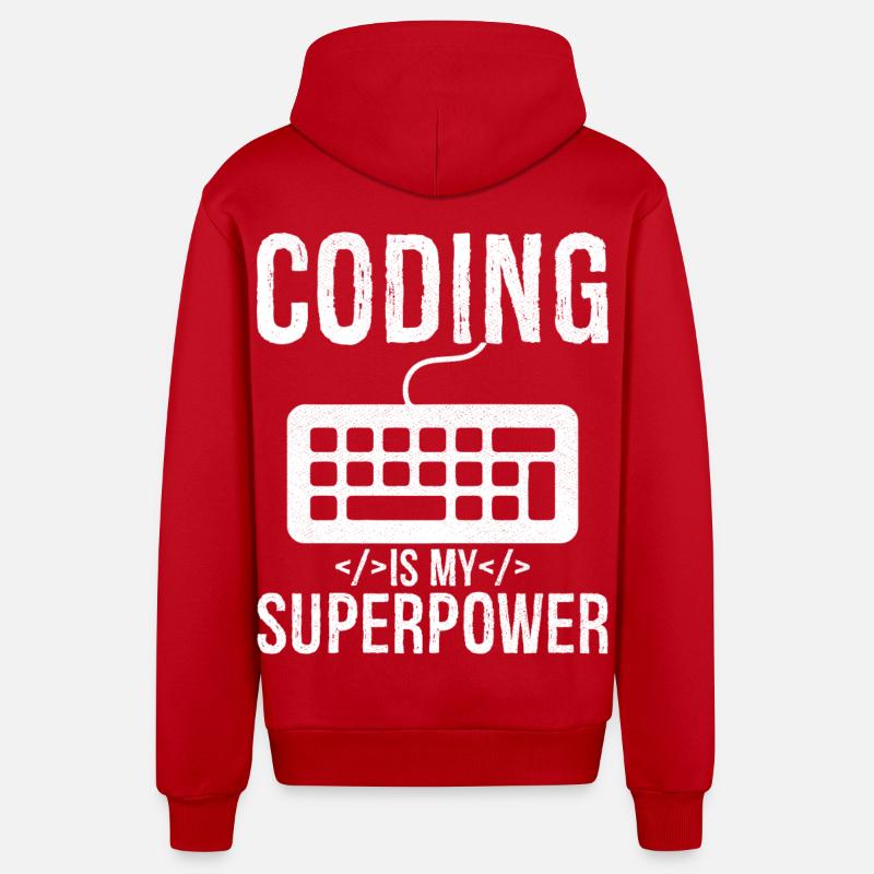coding is my superpower - Organic Relaxed Kapuzenjacke Made in EU - Rot