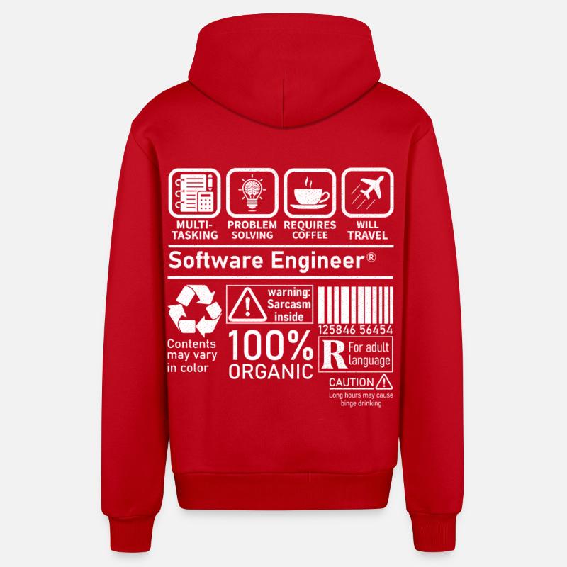 software engineer multi tasking problem solving - Organic Relaxed Hooded Jacket Made in EU - red
