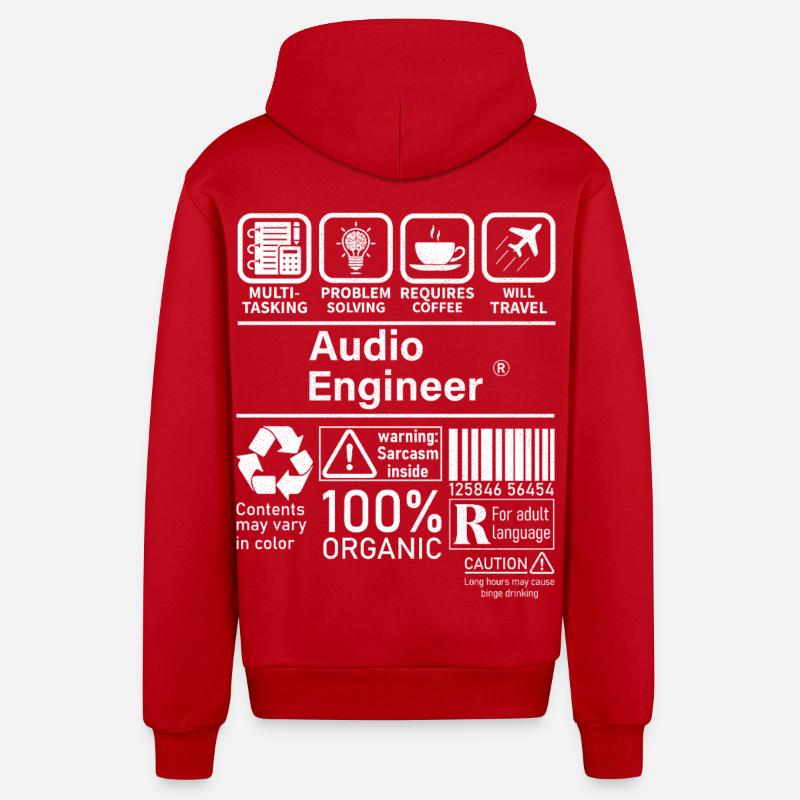 Audio Engineer multi tasking problem solving - Organic Relaxed Hooded Jacket Made in EU - red