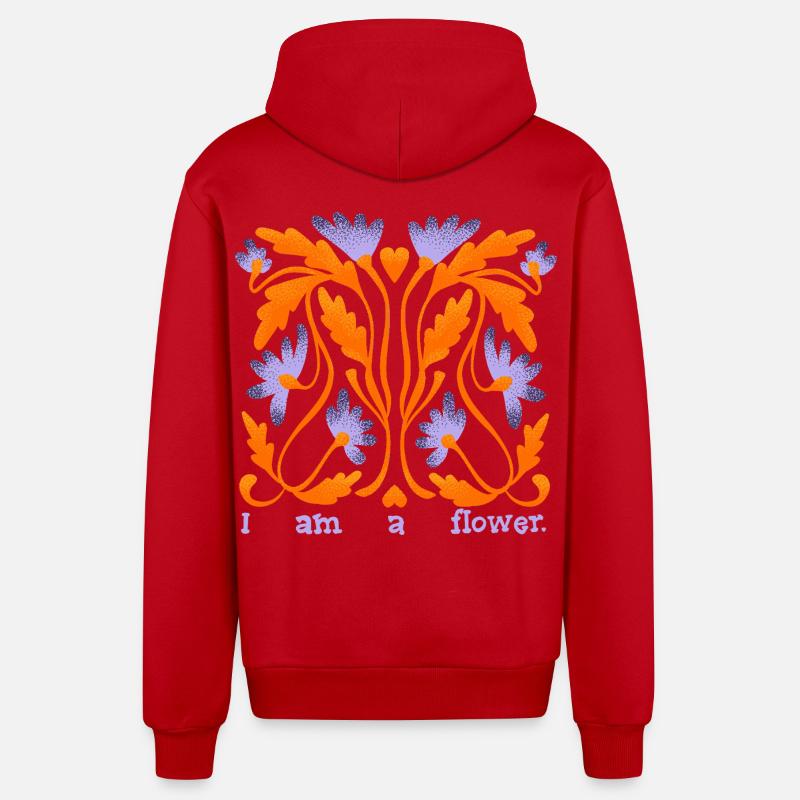 Je suis une fleur - Veste à capuche bio décontractée fabriquée en UE - rouge