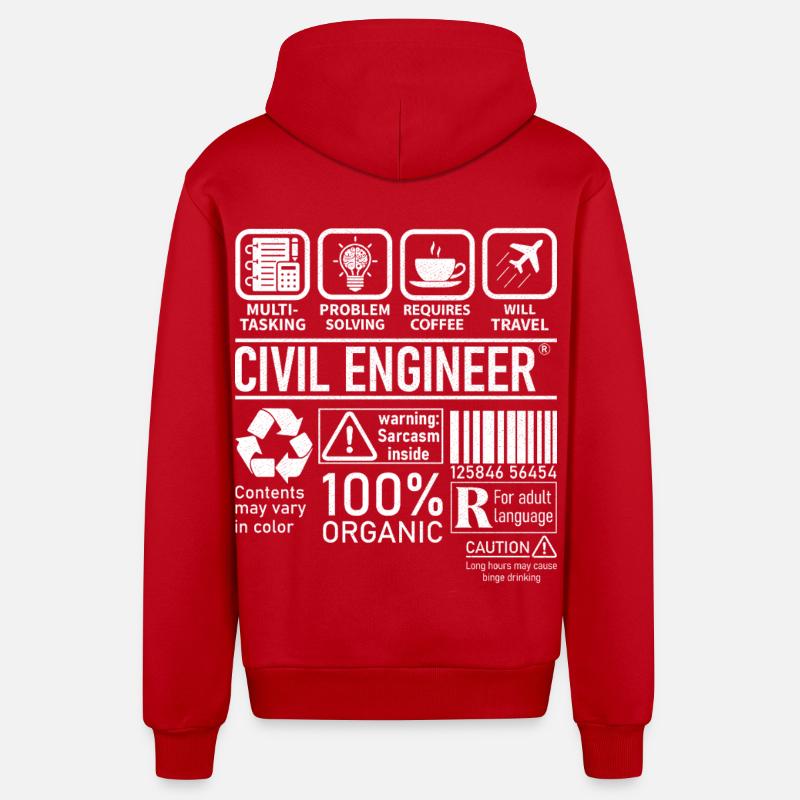 Civil Engineer multi tasking problem solving - Organic Relaxed Kapuzenjacke Made in EU - Rot