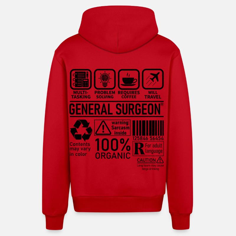 General Surgeon multi tasking problem solving - Organic Relaxed Hooded Jacket Made in EU - red