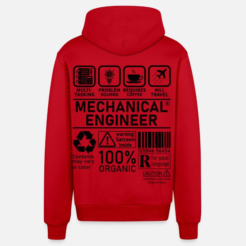 Mechanical Engineer multi tasking problem solving - Organic Relaxed Hooded Jacket Made in EU - red