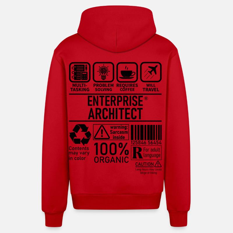 Enterprise Architect multi tasking problem solving - Organic Relaxed Hooded Jacket Made in EU - red