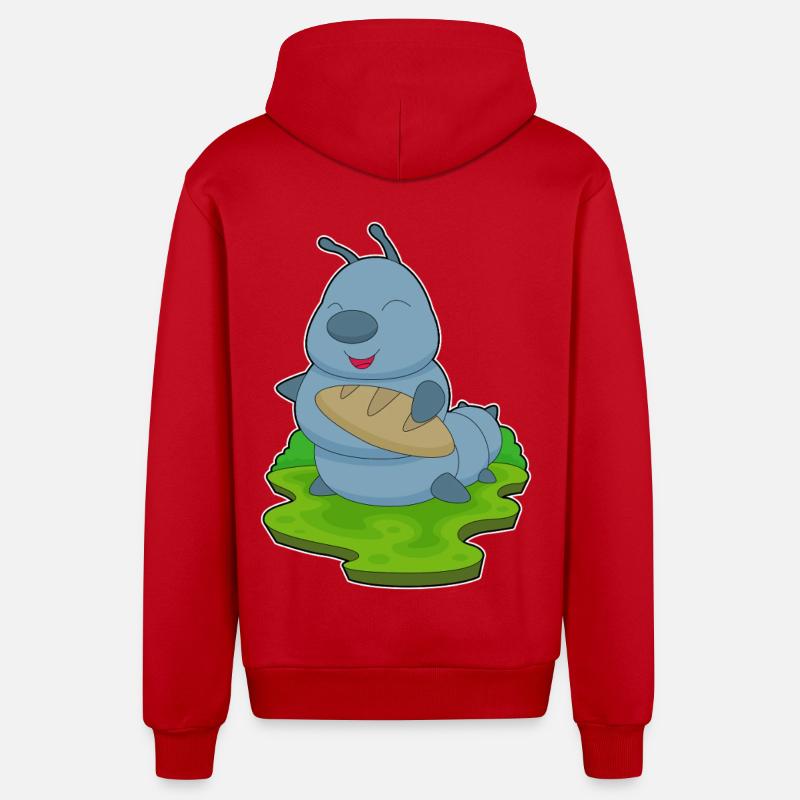 Pain chenille - Veste à capuche bio décontractée fabriquée en UE - rouge