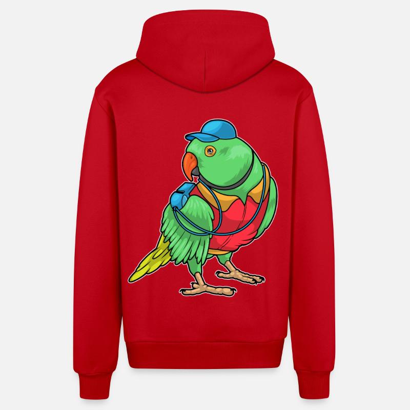 Sifflet d’arbitre Parrot - Veste à capuche bio décontractée fabriquée en UE - rouge