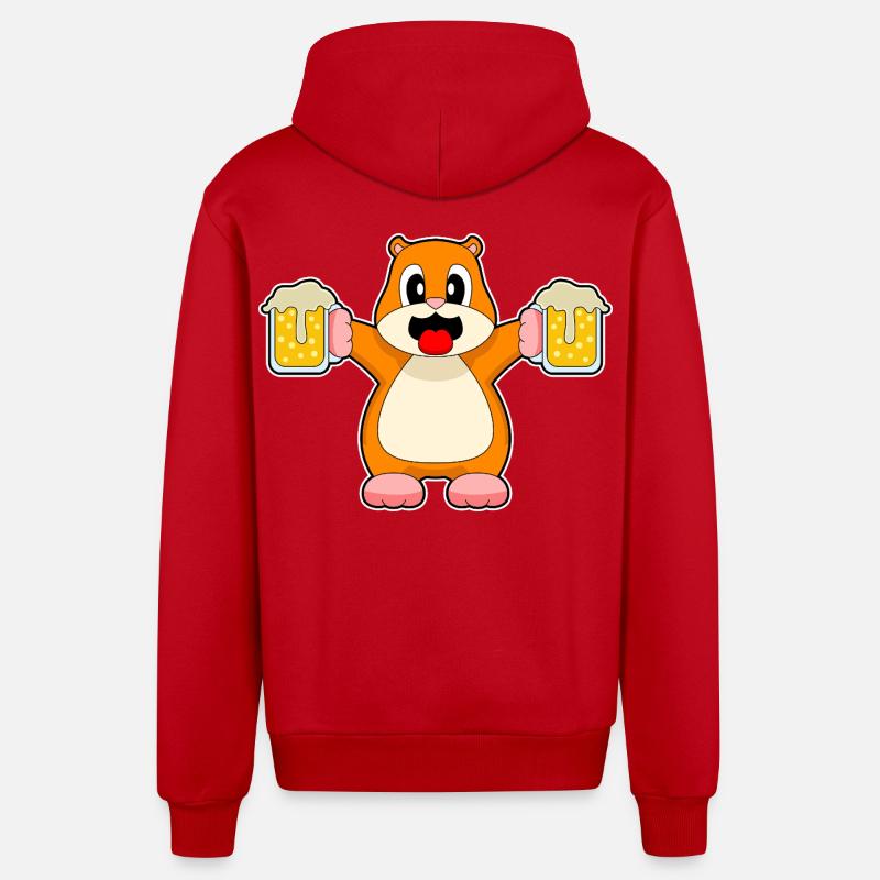 Bière de hamster - Veste à capuche bio décontractée fabriquée en UE - rouge