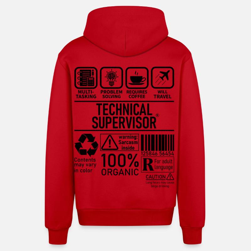 Superviseur technique multitâche résolution de problèmes - Veste à capuche bio décontractée fabriquée en UE - rouge