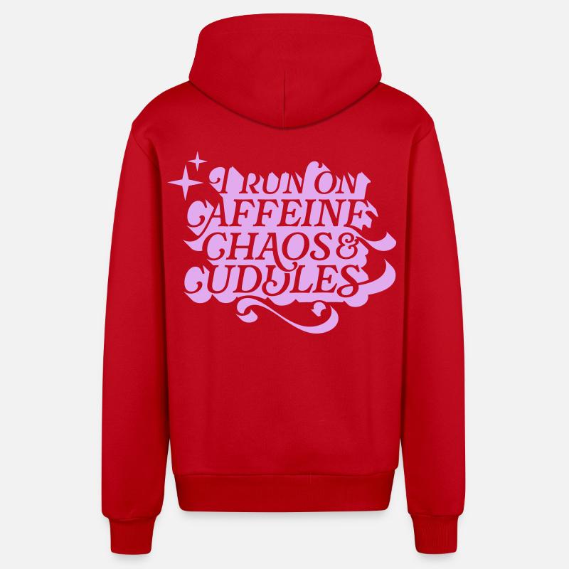 Caffeine Chaos Cuddles – Power Mode On - Organic Relaxed Kapuzenjacke Made in EU - Rot