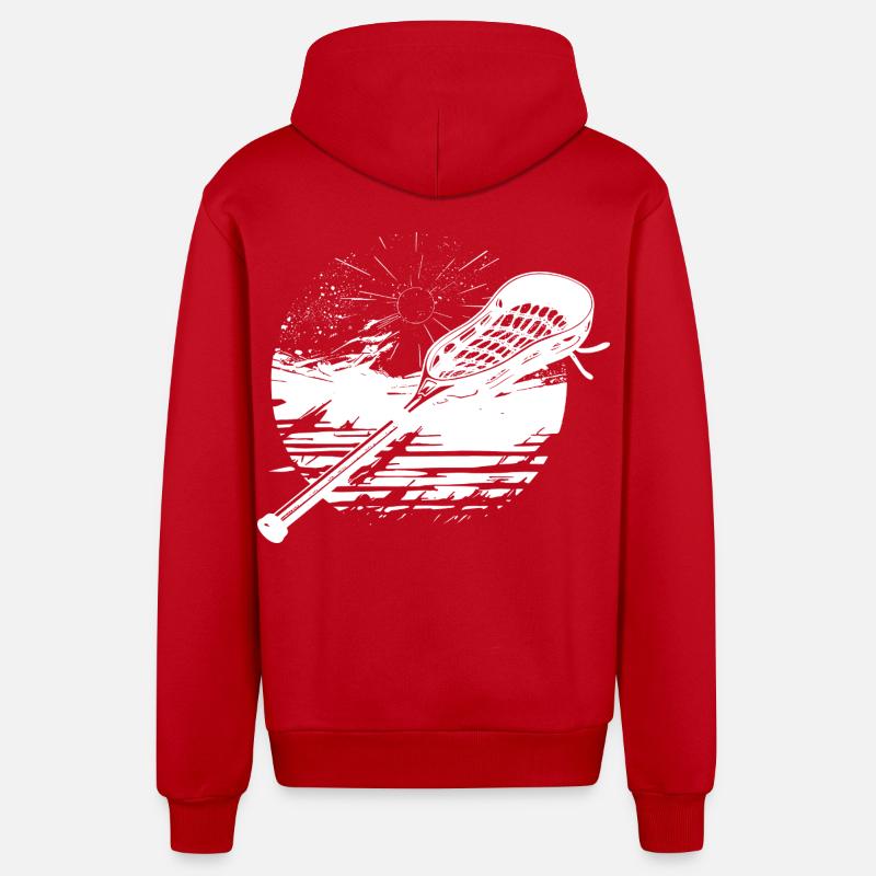 Graphique du bâton de crosse - Veste à capuche bio décontractée fabriquée en UE - rouge