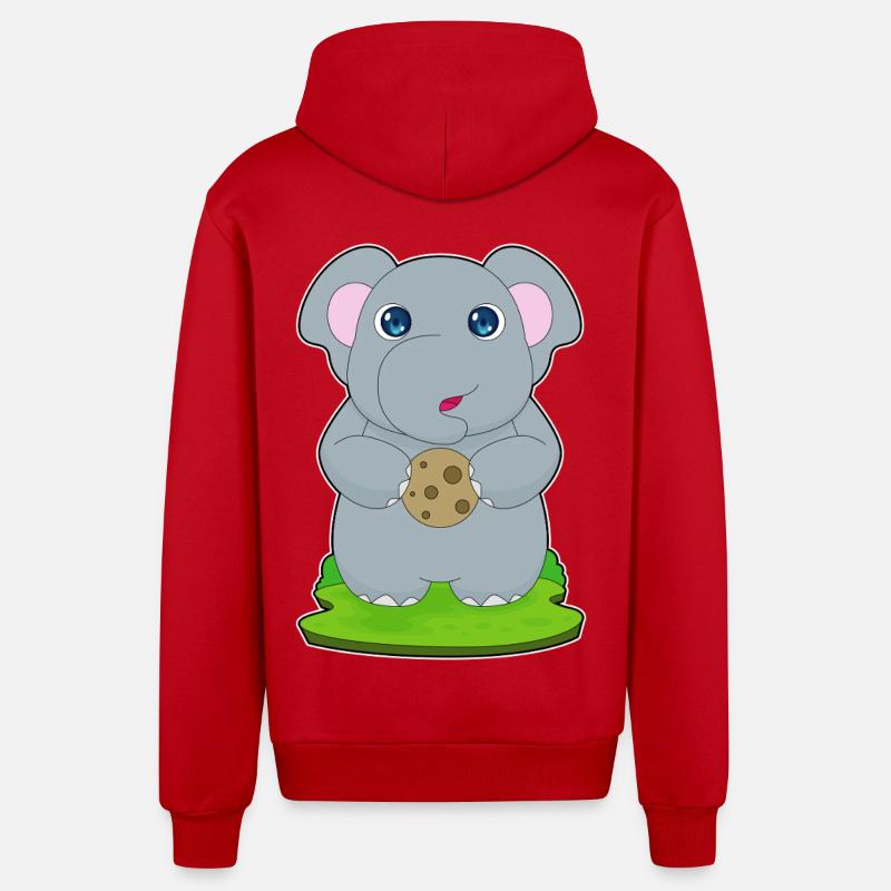 Biscuit éléphant - Veste à capuche bio décontractée fabriquée en UE - rouge