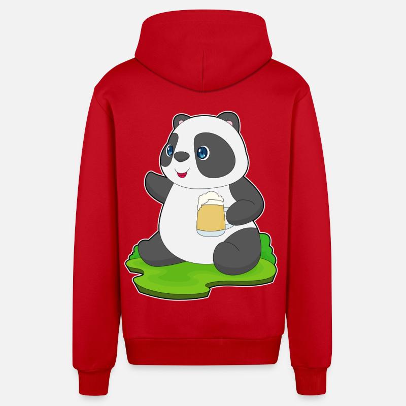 Bière Panda - Veste à capuche bio décontractée fabriquée en UE - rouge
