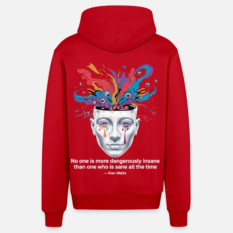 Entfesselter Geist | Watts Psychedelische Einsicht - Organic Relaxed Kapuzenjacke Made in EU - Rot
