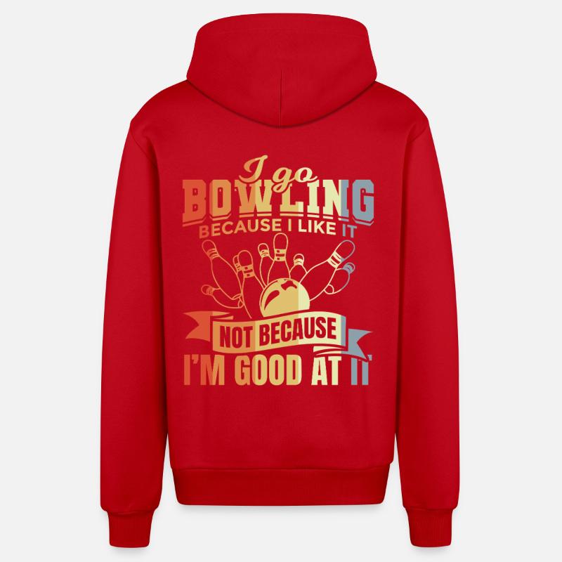 Blague sur le bowling - Veste à capuche bio décontractée fabriquée en UE - rouge