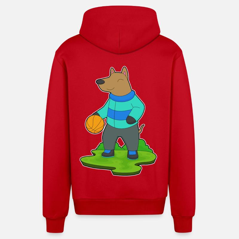 Chien Basketteur Basketteur - Veste à capuche bio décontractée fabriquée en UE - rouge