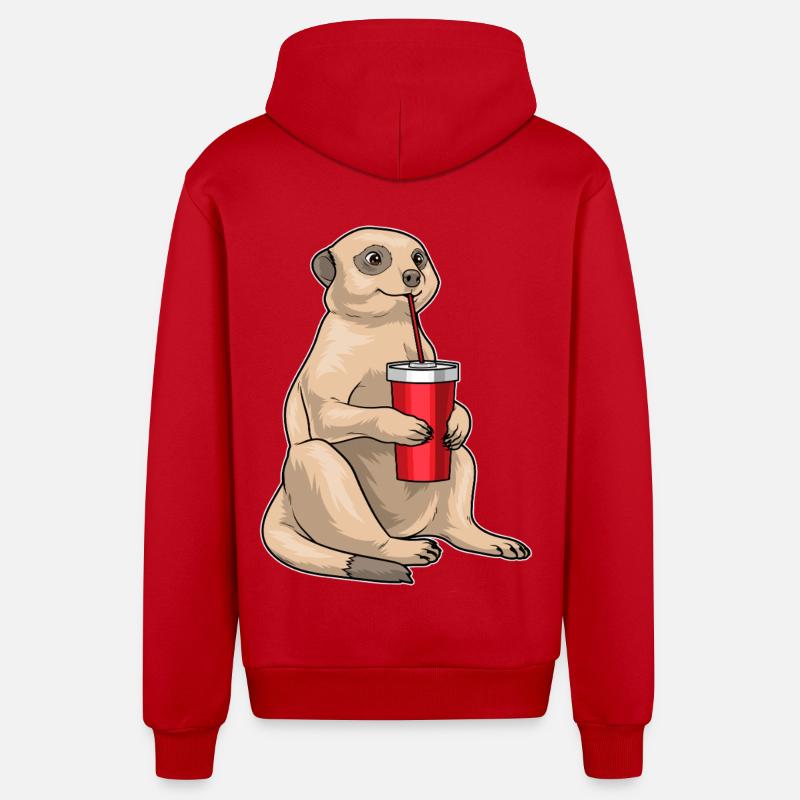 Erdmännchen Becher - Organic Relaxed Kapuzenjacke Made in EU - Rot