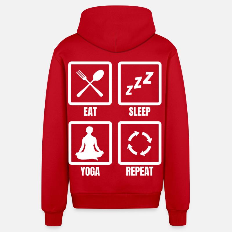 Manger dormir Yoga Répéter - Veste à capuche bio décontractée fabriquée en UE - rouge