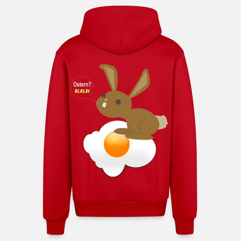 Bunny Easter Egg Egg Egg - Organic Relaxed Hooded Jacket Made in EU - red
