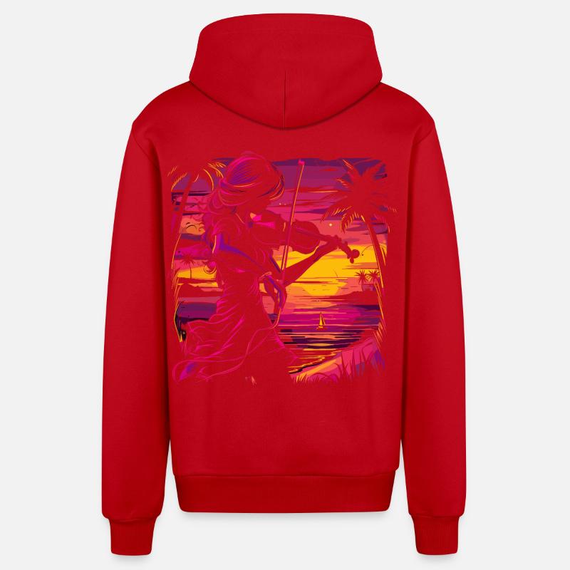 Violoniste Synthwave - Veste à capuche bio décontractée fabriquée en UE - rouge