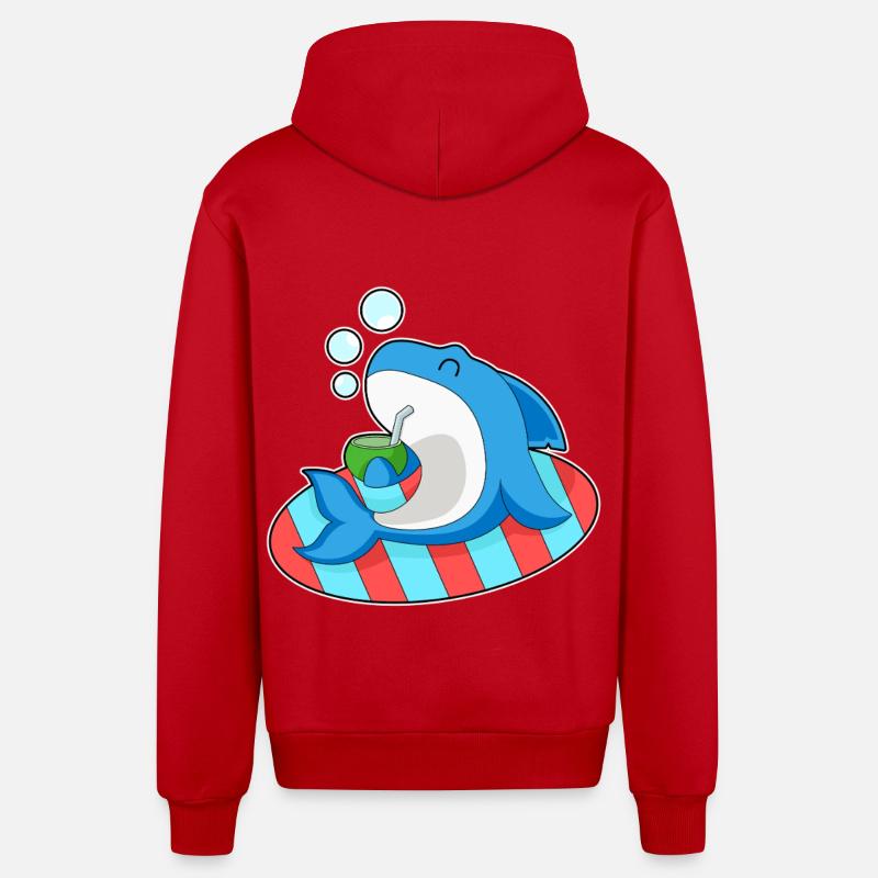 Requin Été Noix de - Veste à capuche bio décontractée fabriquée en UE - rouge
