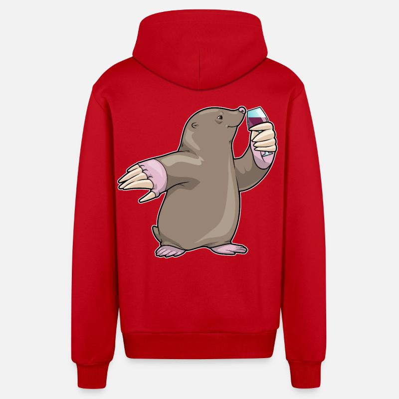 Vin rouge Mole - Veste à capuche bio décontractée fabriquée en UE - rouge