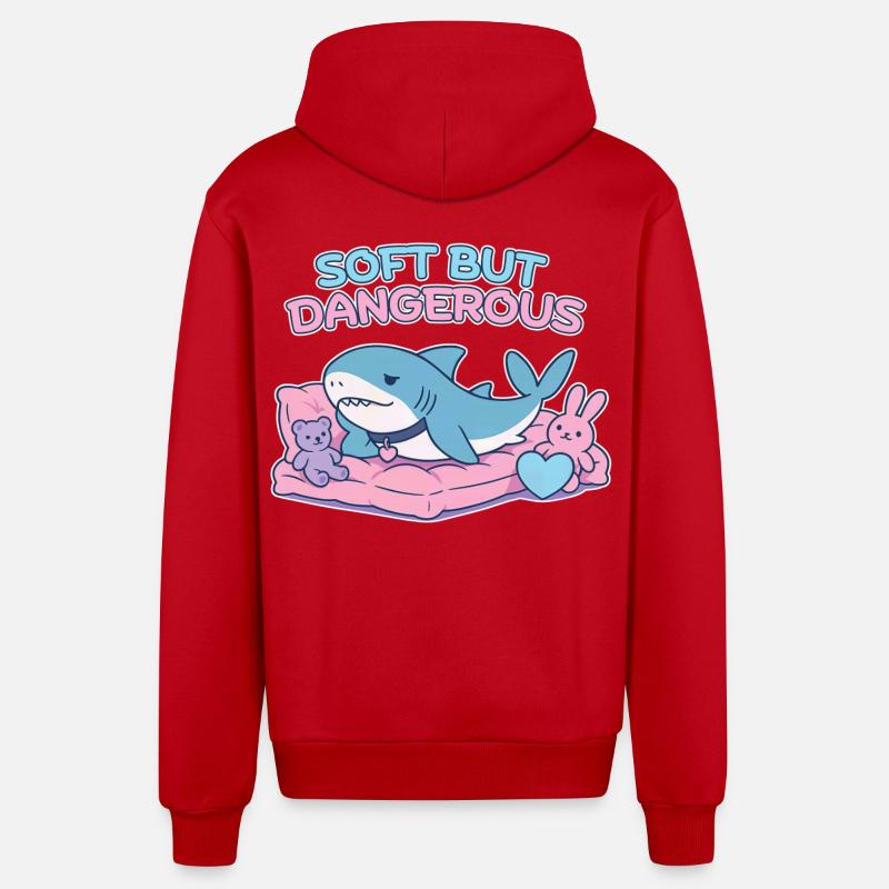 BLAHAJ – Doux et Danger - Veste à capuche bio décontractée fabriquée en UE - rouge