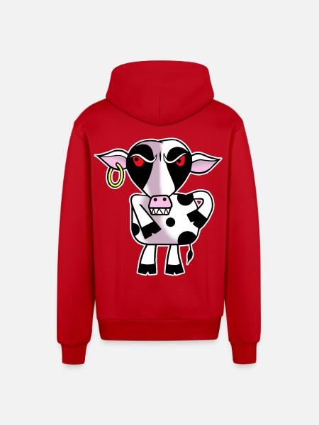 Angry cow - Organic Relaxed Hooded Jacket Made in EU - red