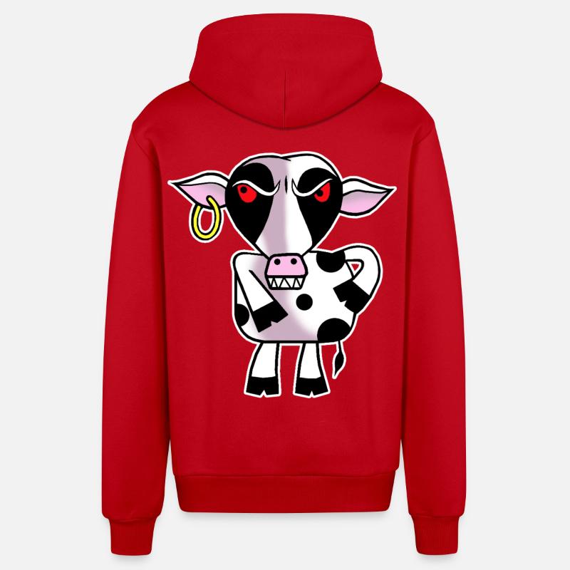 Vache en colère - Veste à capuche bio décontractée fabriquée en UE - rouge