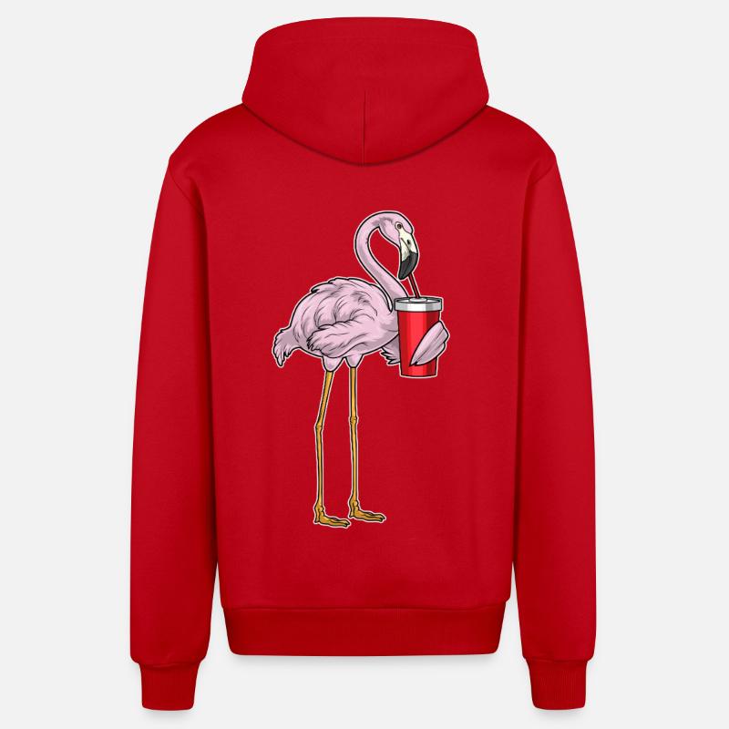 Boisson Flamingo - Veste à capuche bio décontractée fabriquée en UE - rouge