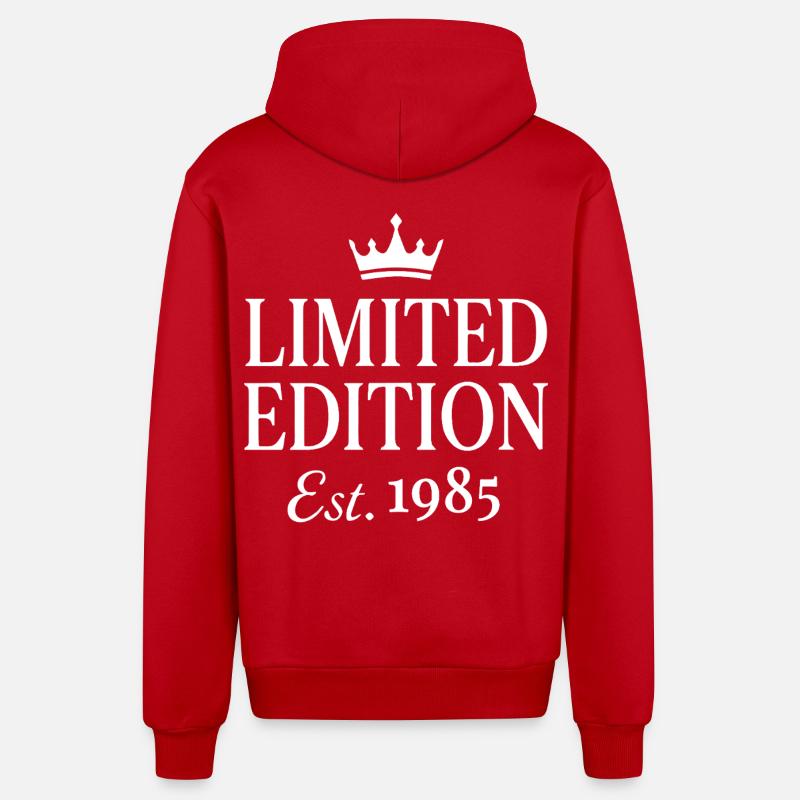 Édition limitée Est 1985 - Veste à capuche bio décontractée fabriquée en UE - rouge