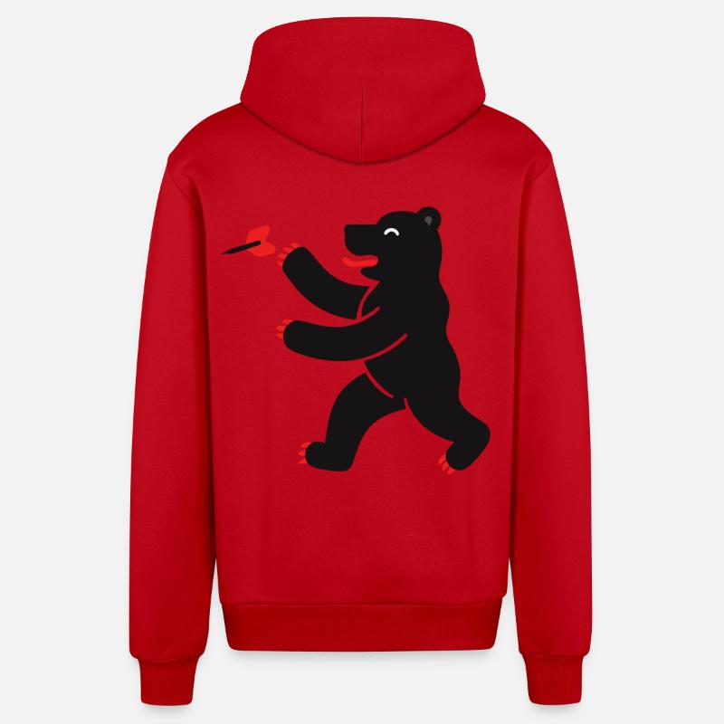 Ours aux fléchettes - Veste à capuche bio décontractée fabriquée en UE - rouge