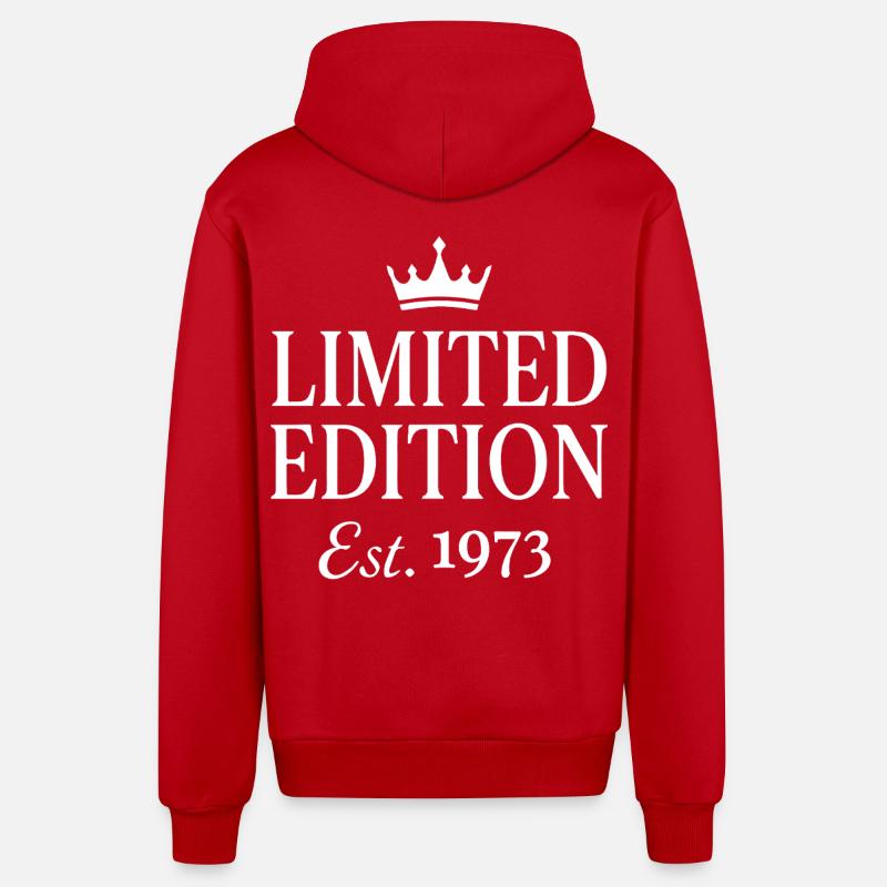 Édition limitée Est. 1973 - Veste à capuche bio décontractée fabriquée en UE - rouge