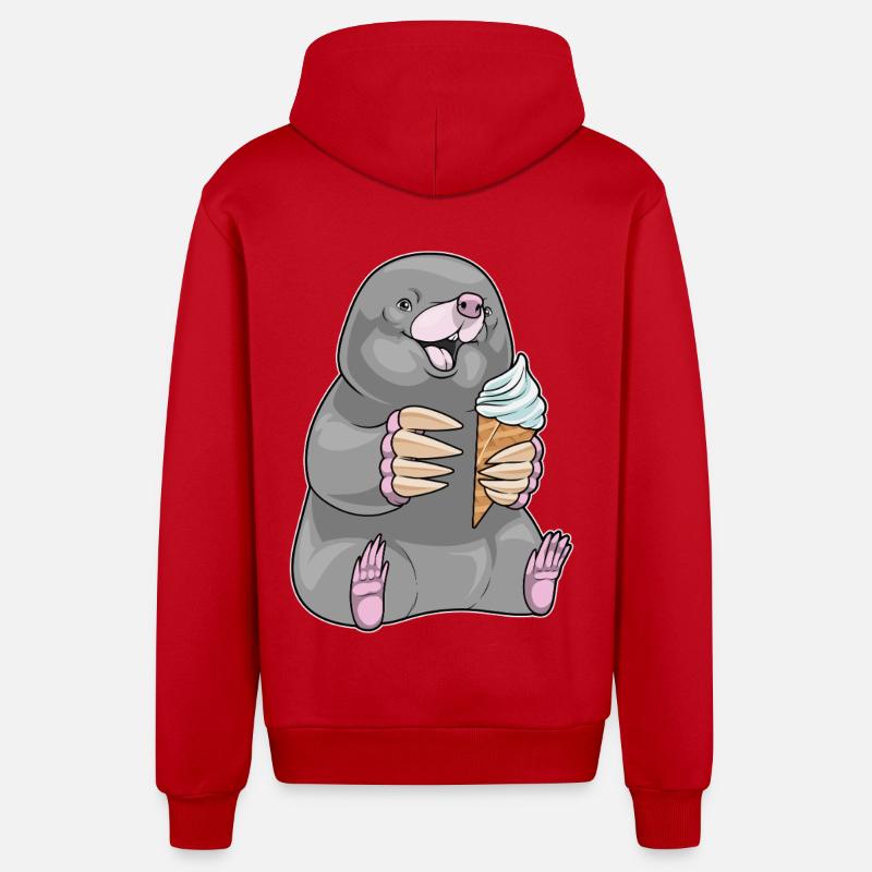 Glace Mole Waffle - Veste à capuche bio décontractée fabriquée en UE - rouge