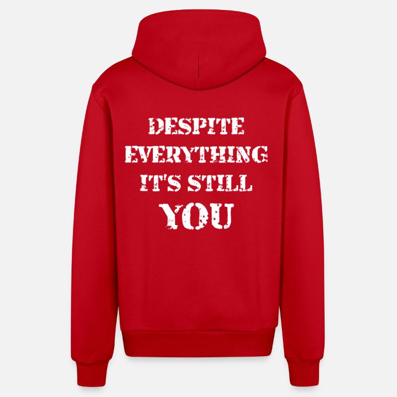 Despite Everything It's Still You - Organic Relaxed Hooded Jacket Made in EU - red