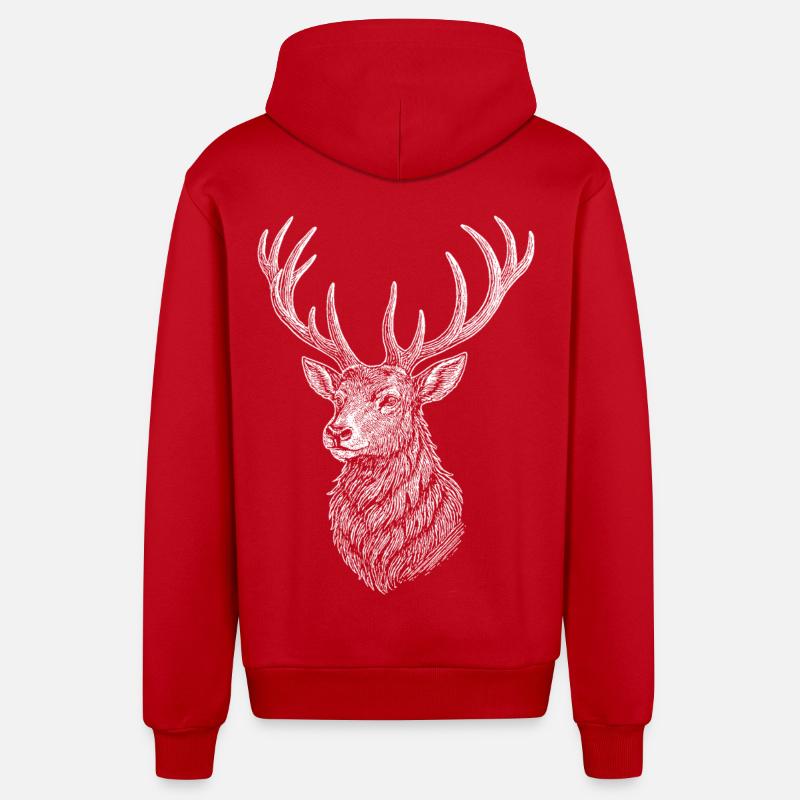 Deer - Organic Relaxed Hooded Jacket Made in EU - red