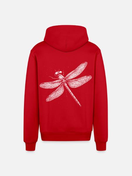 Dragonfly - Organic Relaxed Hooded Jacket Made in EU - red