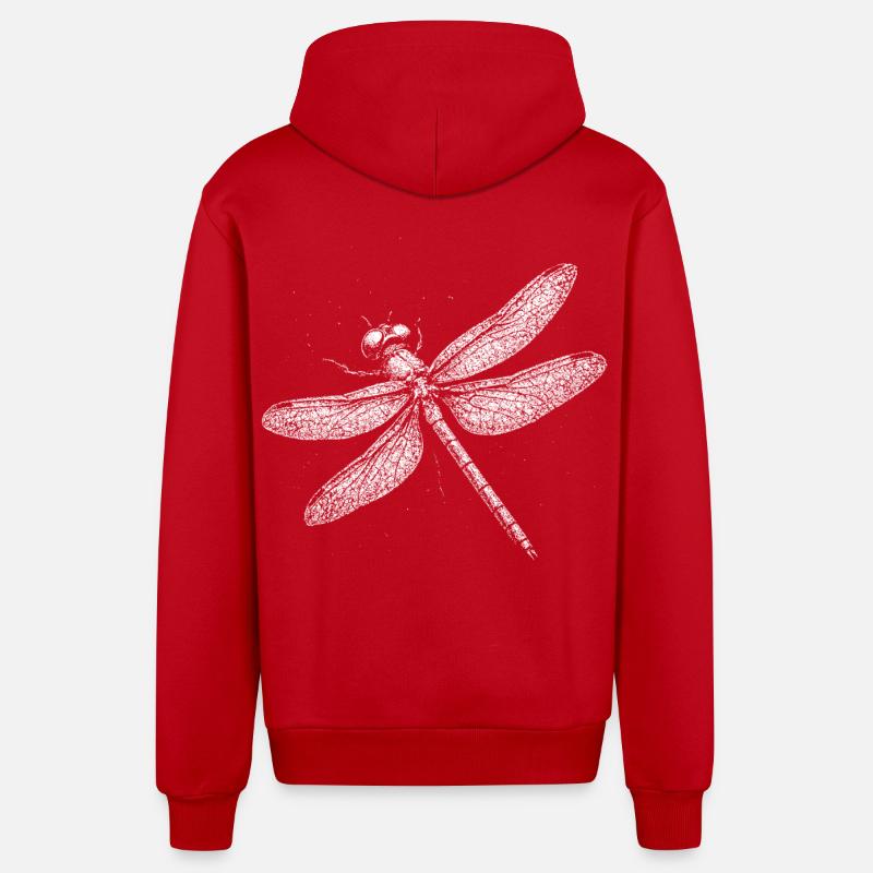 Dragonfly - Organic Relaxed Hooded Jacket Made in EU - red