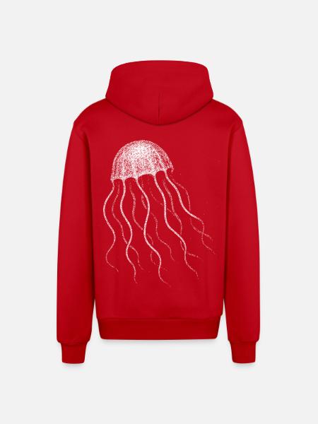 Méduse - Veste à capuche bio décontractée fabriquée en UE - rouge