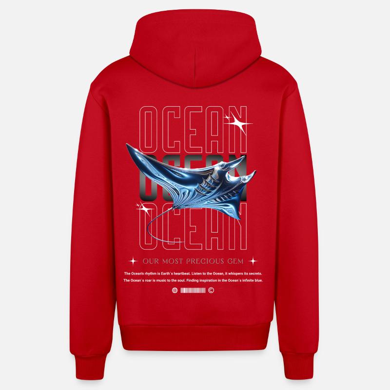 Ocean Manta Kostbarer Schatz - Organic Relaxed Kapuzenjacke Made in EU - Rot