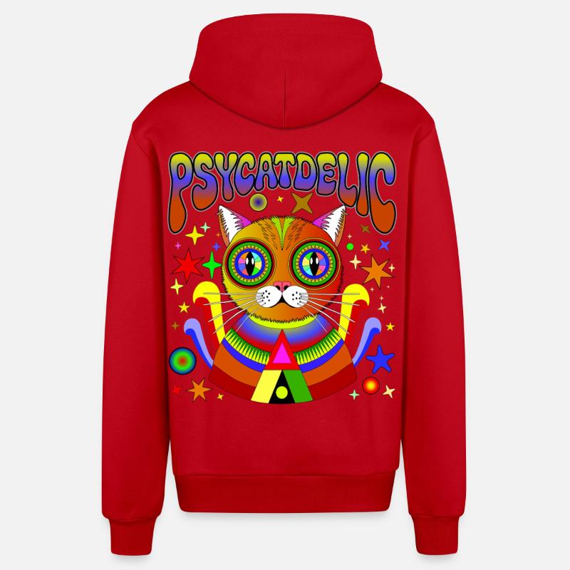PSYCATDELIC - Organic Relaxed Kapuzenjacke Made in EU - Rot