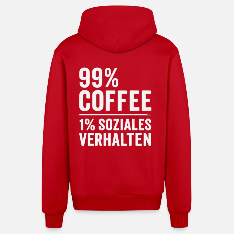 99% Coffee - Organic Relaxed Hooded Jacket Made in EU - red