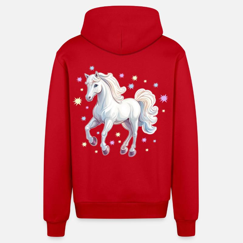 Cheval avec des étoiles - Veste à capuche bio décontractée fabriquée en UE - rouge