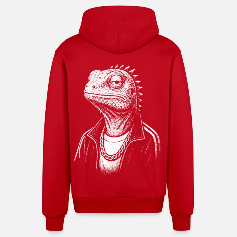 Lézard de style urbain - Veste à capuche bio décontractée fabriquée en UE - rouge