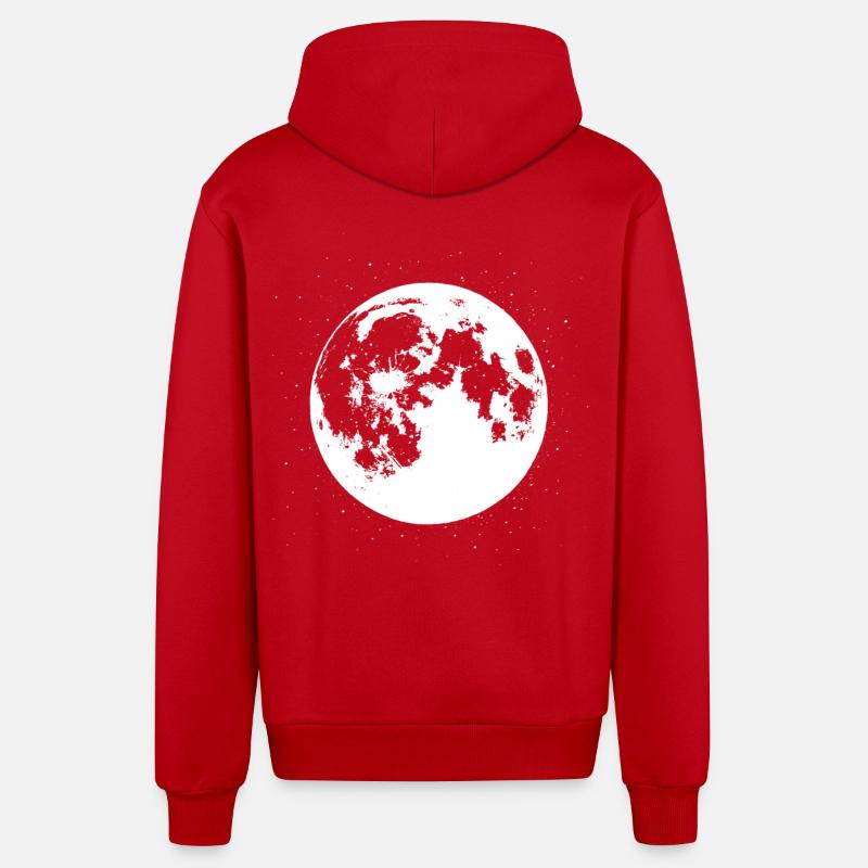 Vibrations de la pleine lune - Veste à capuche bio décontractée fabriquée en UE - rouge