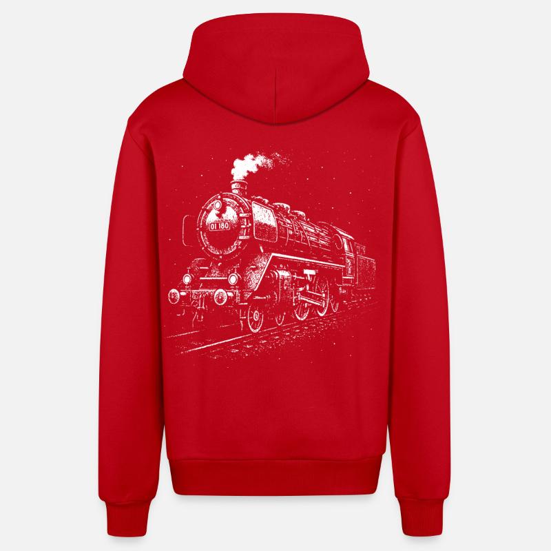 Géant d’acier la nuit - Veste à capuche bio décontractée fabriquée en UE - rouge
