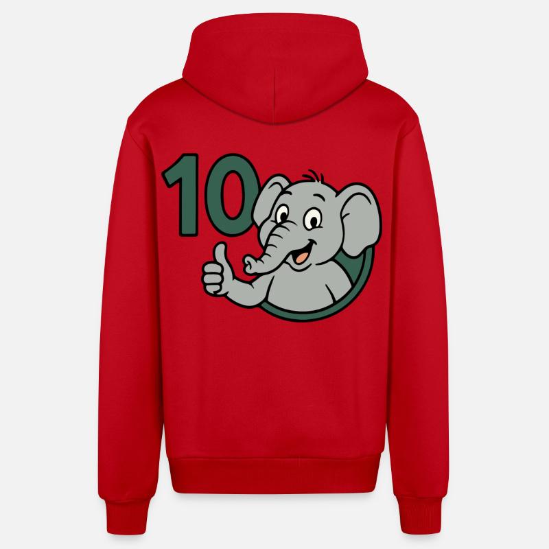 Puissance du tronc avec 10 - Veste à capuche bio décontractée fabriquée en UE - rouge