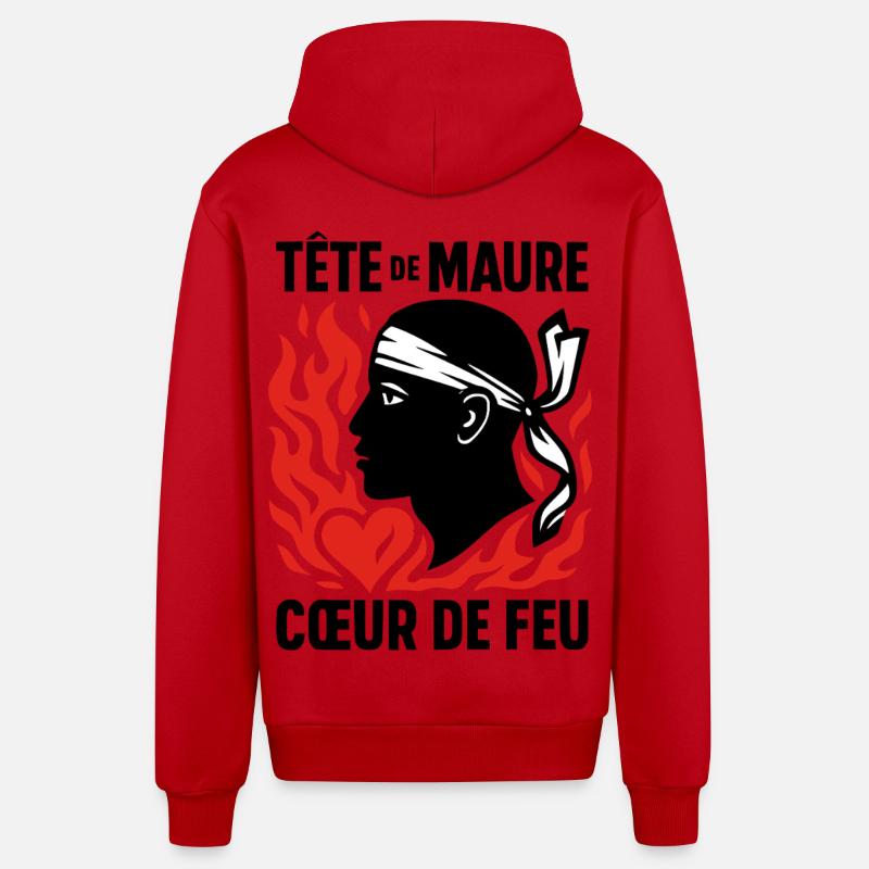 Tête de maure Coeur de feu - Veste à capuche bio décontractée fabriquée en UE - rouge