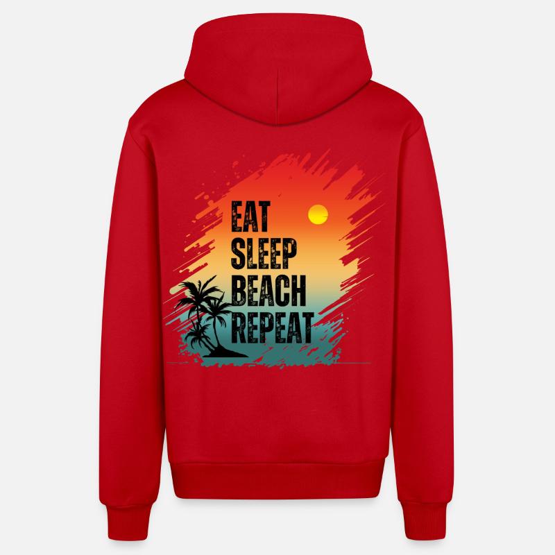 MANGER DORMIR PLAGE RÉPÉTER - Veste à capuche bio décontractée fabriquée en UE - rouge