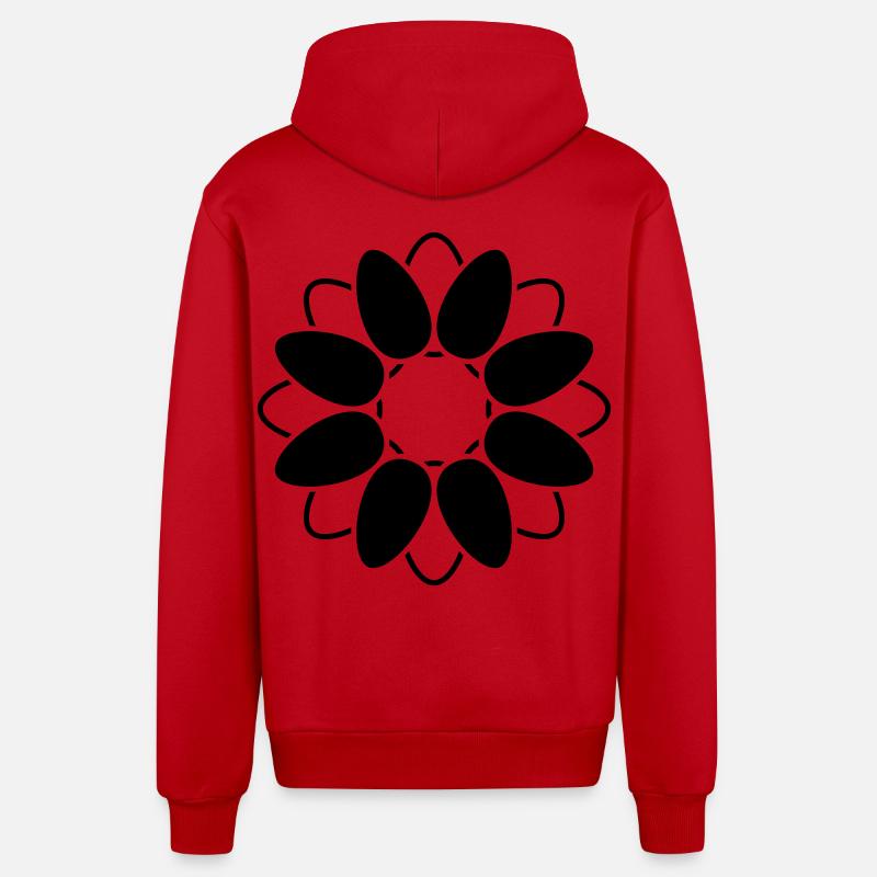 Fleur Ouverte Fleur Graphique Abstrait - Veste à capuche bio décontractée fabriquée en UE - rouge